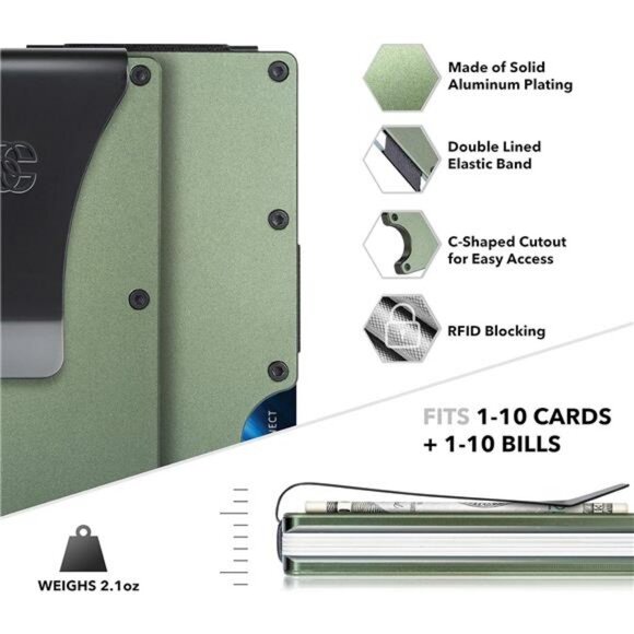 Slim Metal Wallet for Men Tactical Wallet RFID Blocking Card Holder w Money Clip - Picture 4 of 7